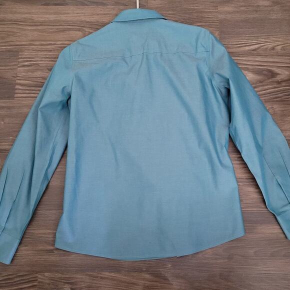 Foxcroft NYC Womens Button Up Top 8 Shaped Blue 100% Cotton Heritage Non Iron - Picture 5 of 7